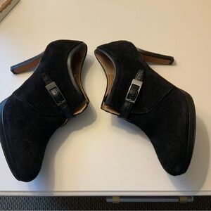 Franco Sarto Black Suede Ankle Boots. .